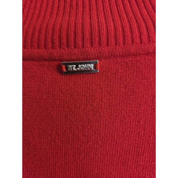 ST. JOHN Knit Jacket RED Sparkles/Shimmery ZIP - Sz S  Excellent! - Picture 5 of 6